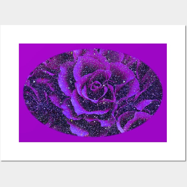 Romantic roses pattern purple flowers with retro glitter design great flowers Wall Art by designsbyxarah